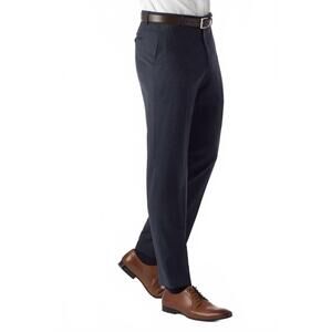 NEW BALLIN theo slim super 120s wool gabardine comfort eze trouser in navy mix